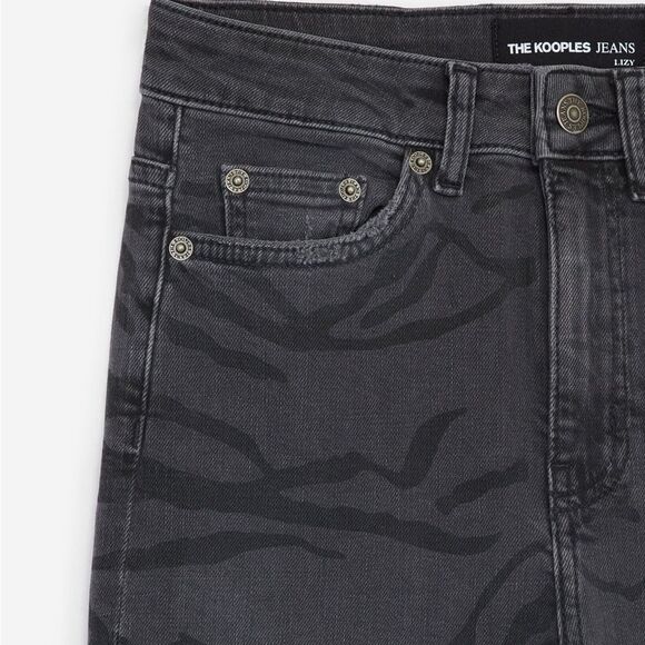 The Kooples Jeans Size 27 Black on Black Zebra Print Lizy Slim Denim - Picture 4 of 13